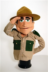 Ranger Roger is a 20" tall puppet ministry character designed for professional puppeteers.