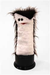 Colorful, furry hand puppet for kids.
