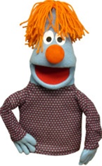 Blue Boy Puppet with Orange Yarn Hair