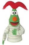 Green Puppet with Red Jester Hair