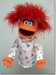 Cute Orange Girl Puppet with Feather Boa Hair