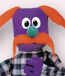 Purple Hand Puppet with Red Mustache