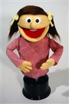 This 13" professional puppet has yellow skin and brown fur pigtails.