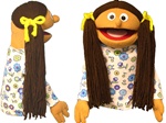 13" Little People Puppet Girl with brown pigtails.