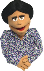 Donna is a professional puppet with honey colored skin and measures 20" tall.