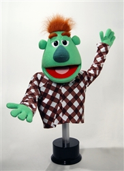 Norman is a green coneheaded puppet who stands 22 inches tall.